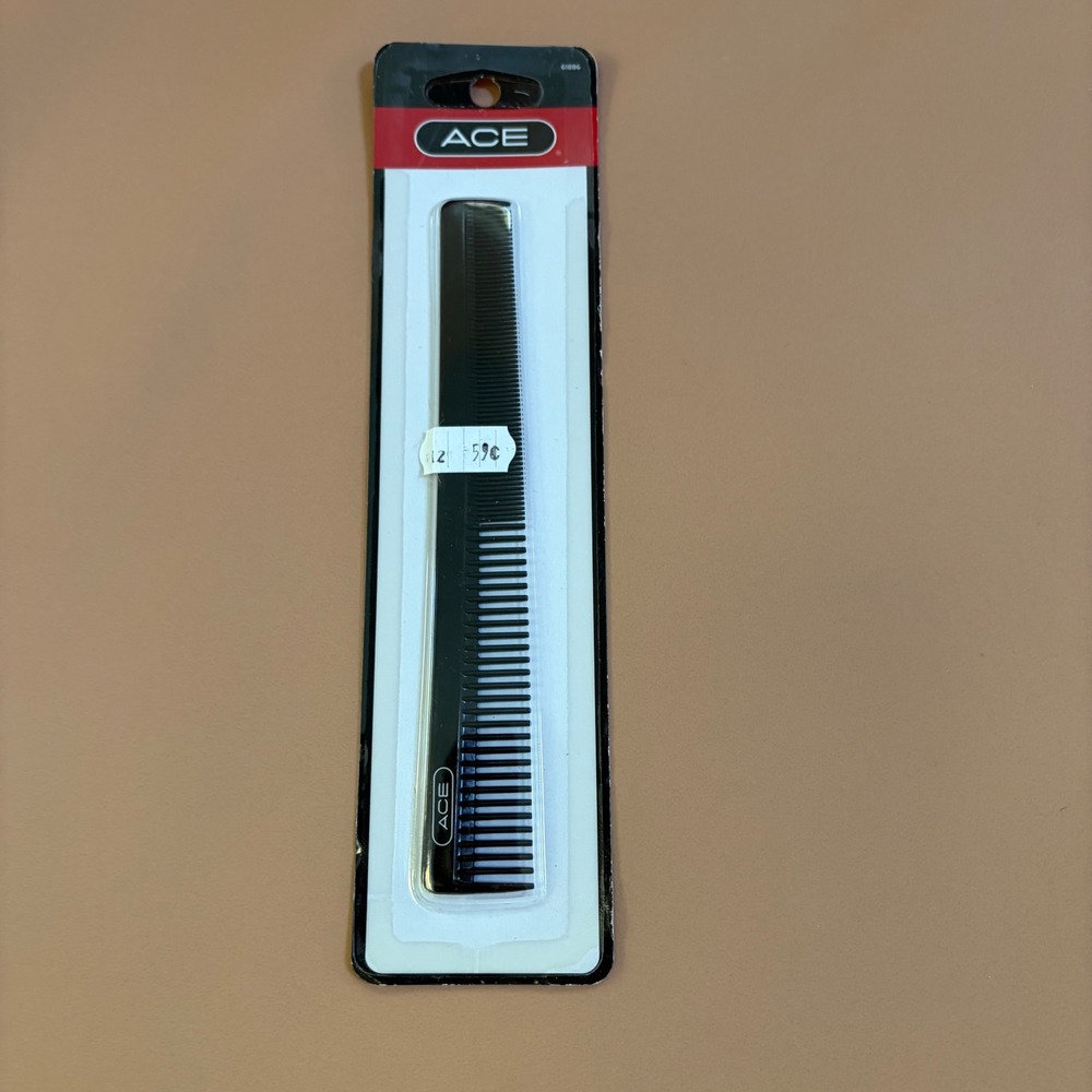Ace Pocket Comb 61886 Black Fine Medium Tooth Hair Grooming Tool New 7 Inch